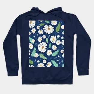 Daisy Floral Pattern - Blue Hoodie